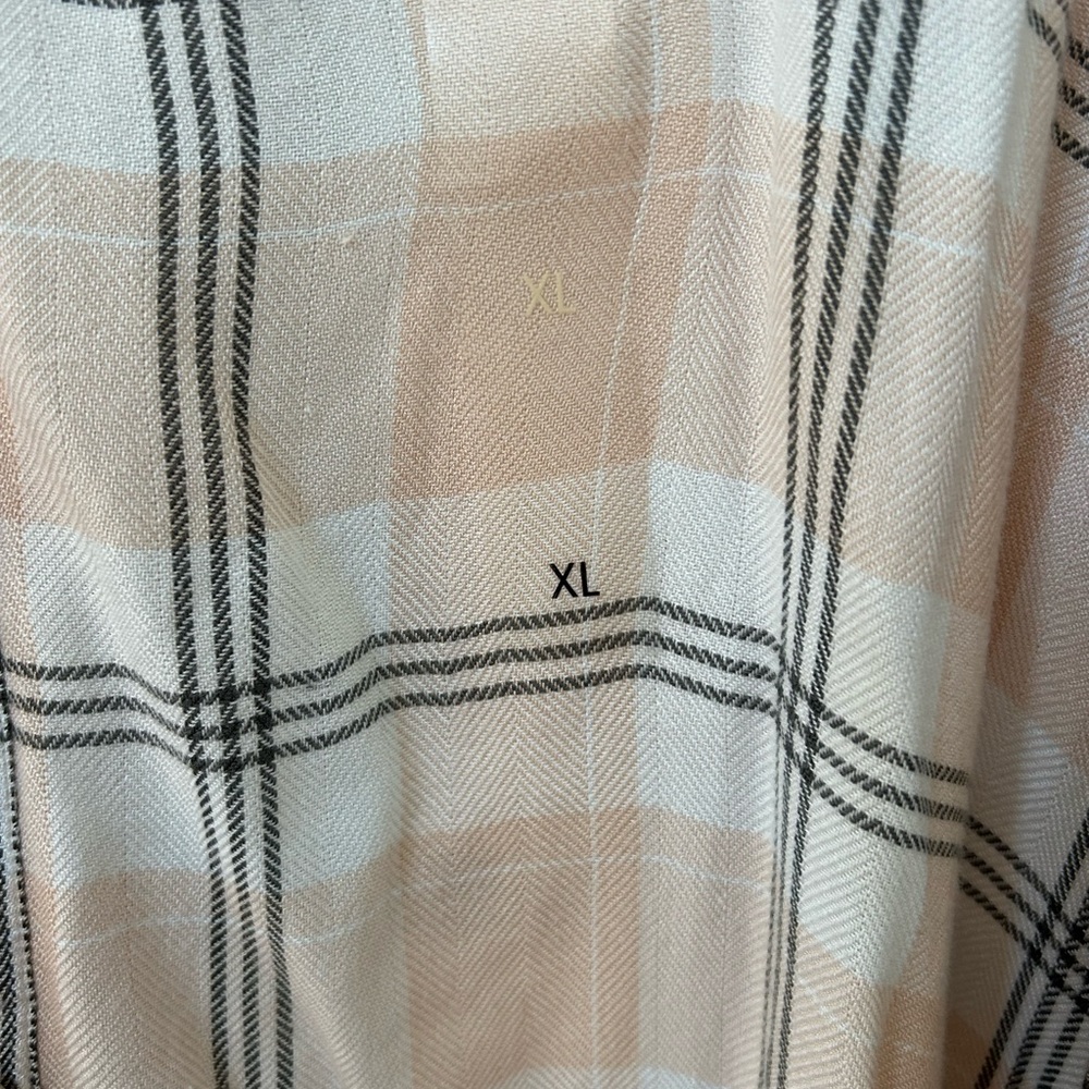 Calvin Klein Jeans Cream and Black Plaid Button-Down Shirt NWTO - Picture 4 of 8